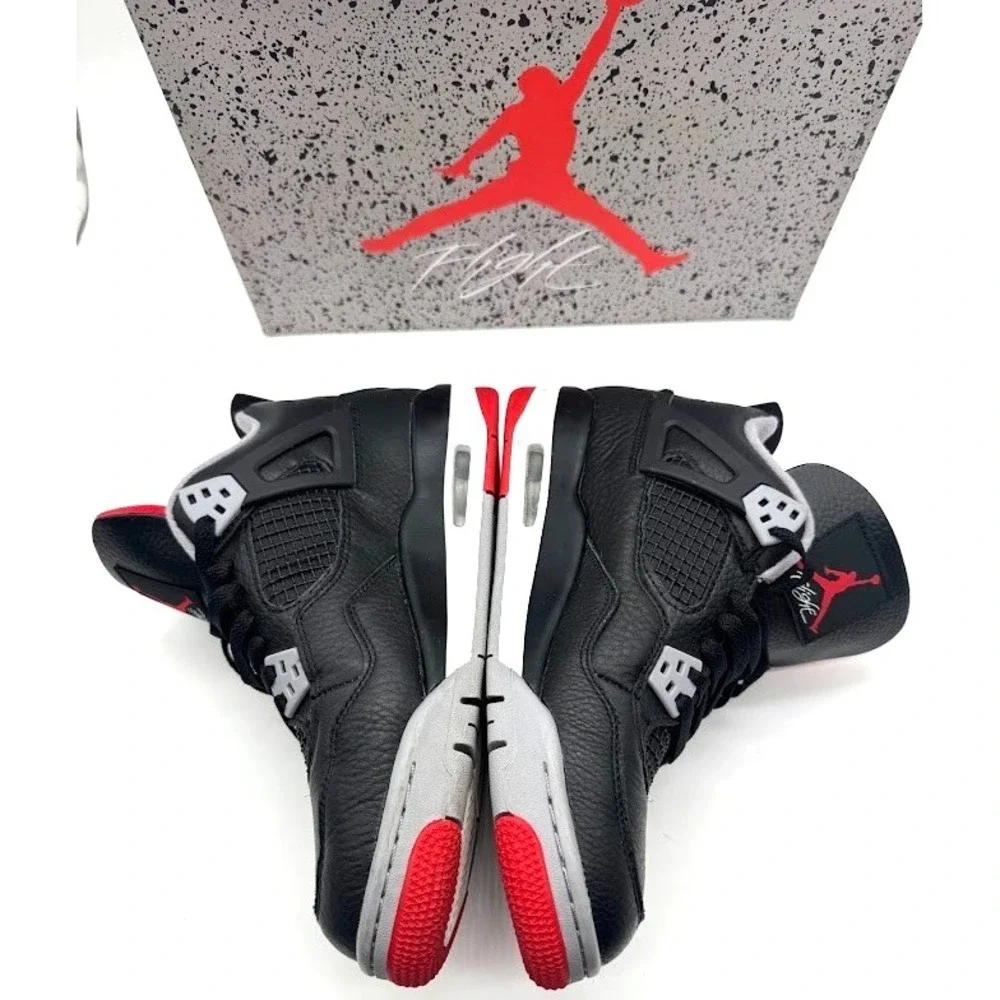 Nike Air Jordan 4 Retro GS Bred Reimagined Black Red 2024 7Y US 7Y w/ Box